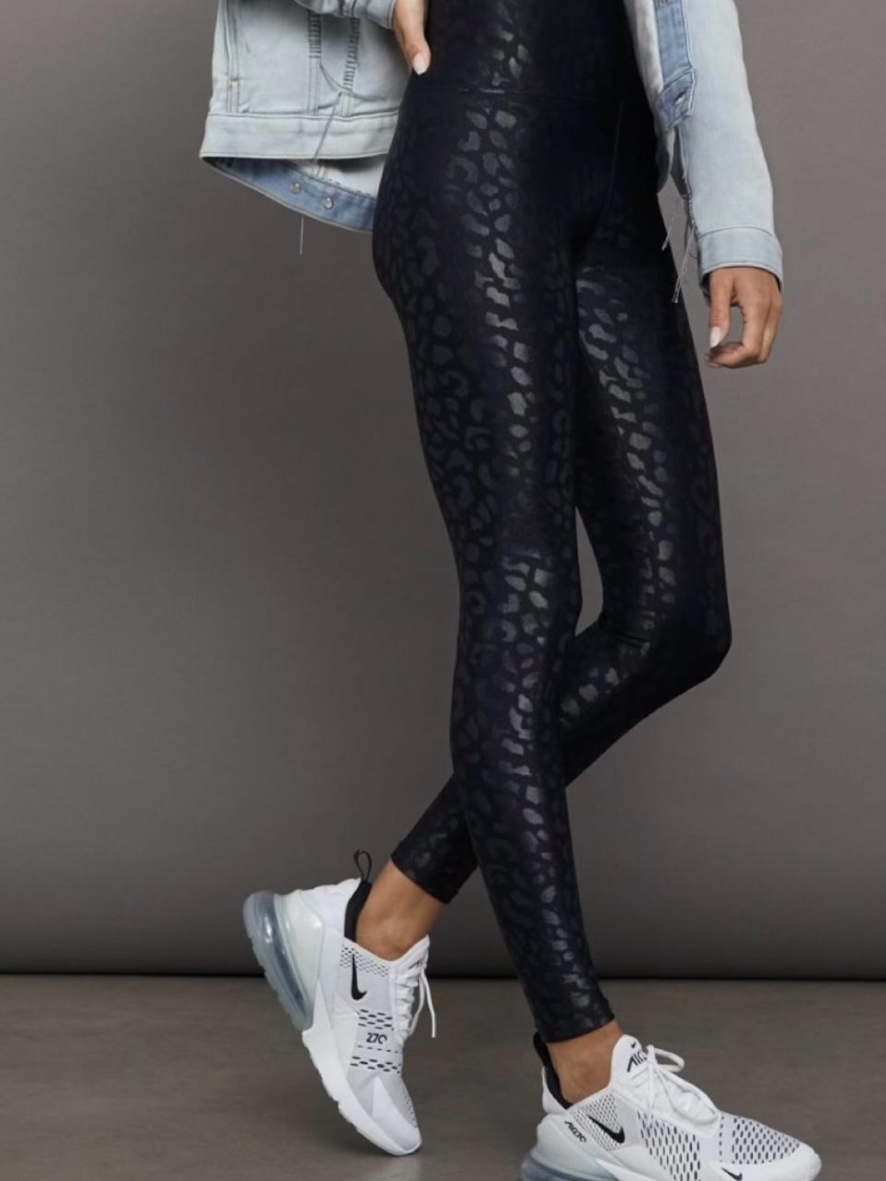 Carbon 38 High-Rise Black Leopard Print Leggings